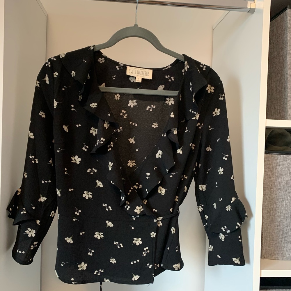 Black wrap blouse